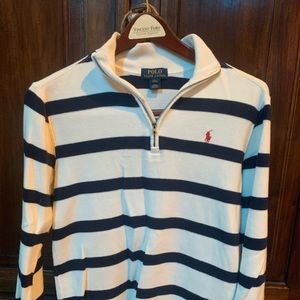 Boys Striped polo half zip pull over